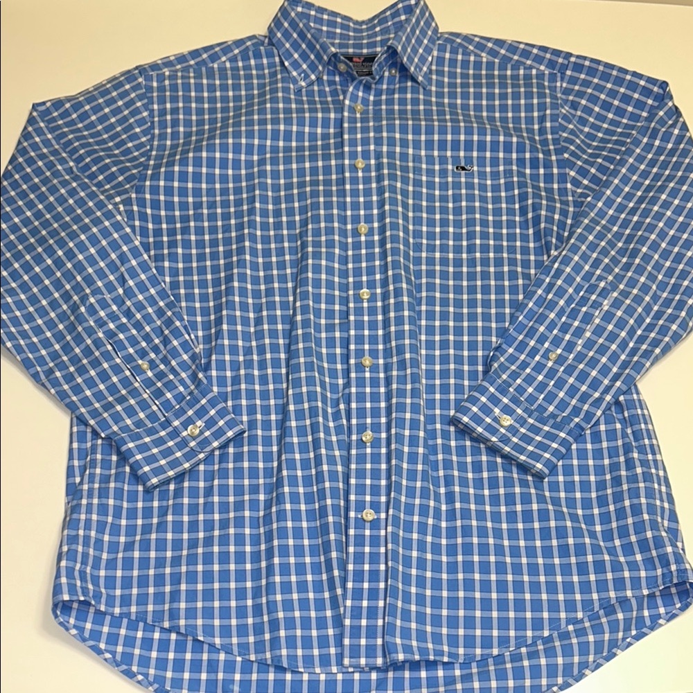 Mens Vineyard Vines classic fit Tucker shirt Blue and White Button Down sz Large